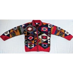 Vintage Alpaca Color Block Sweater/Jacket